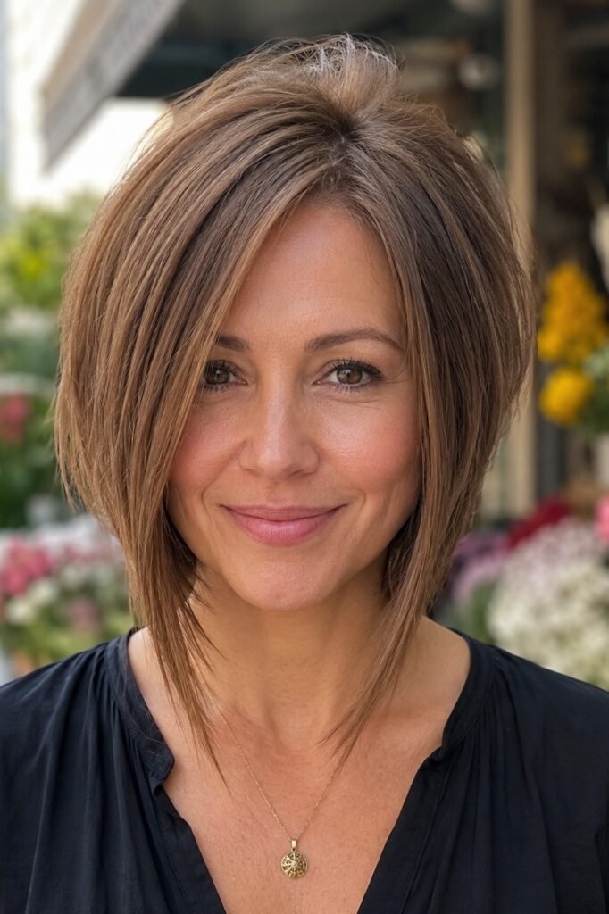 Angled A-Line Bob with Deep Side Part
