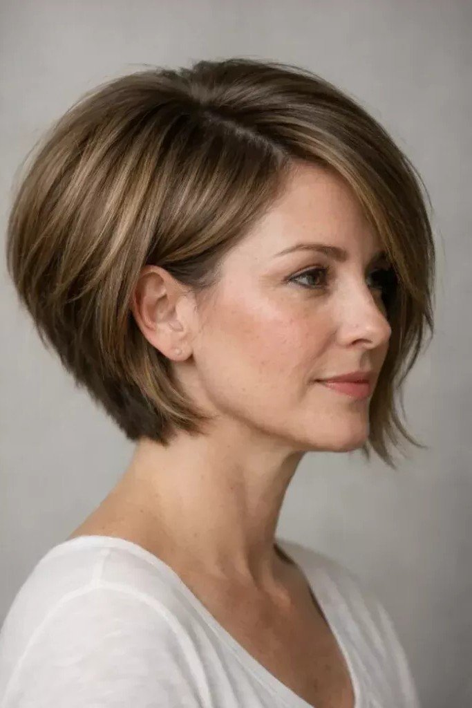 Angled Bob with Soft Side Part
