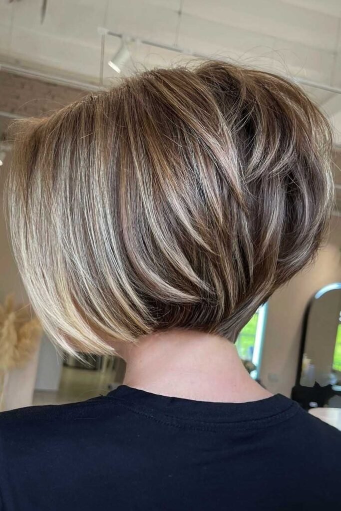 Angled Bob with Sweeping Honey-Wheat Highlights