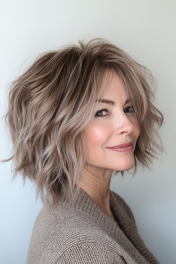 Ash-Blonde Textured Bob with Voluminous Layers