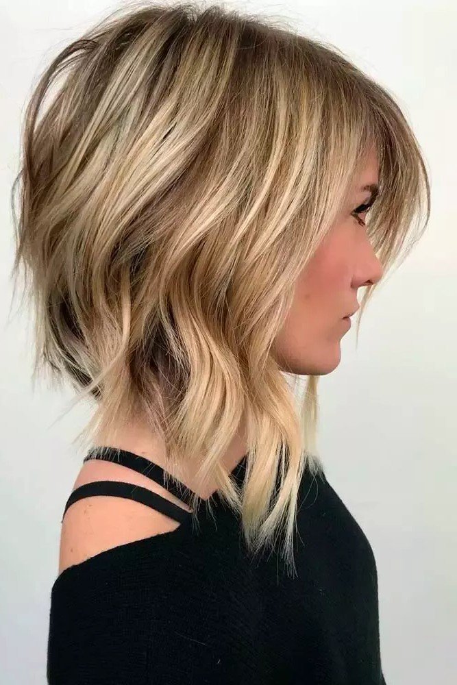 Asymmetrical Blonde Bob with Waves