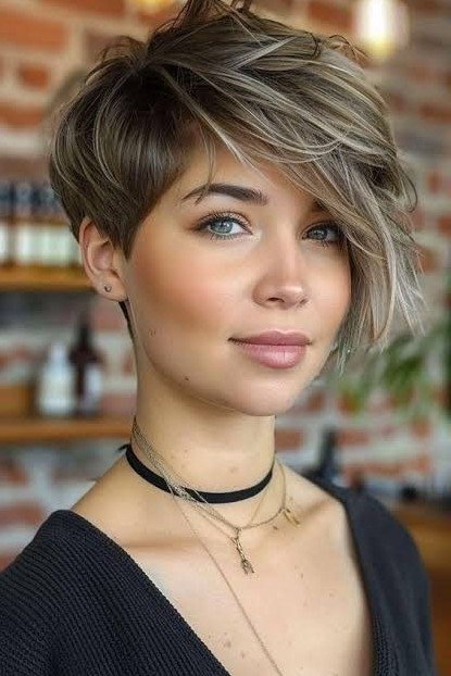 Asymmetrical Pixie Bob with Deep Side Part