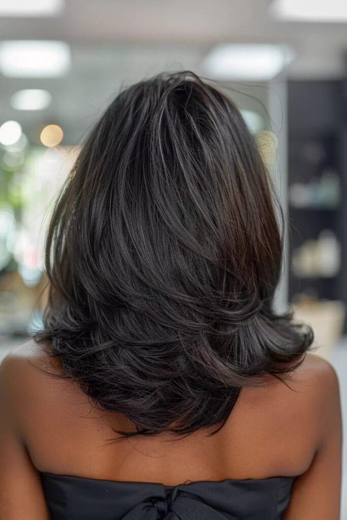 Back View of Layered Mid-Length Hair