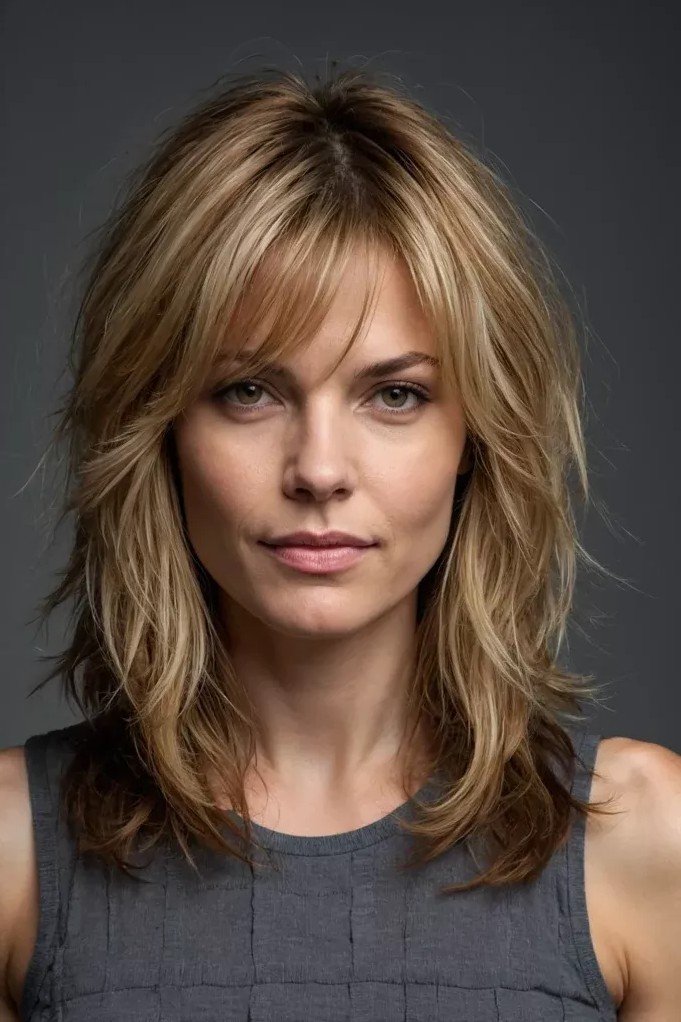 Choppy Layered Lob with Wispy Bangs