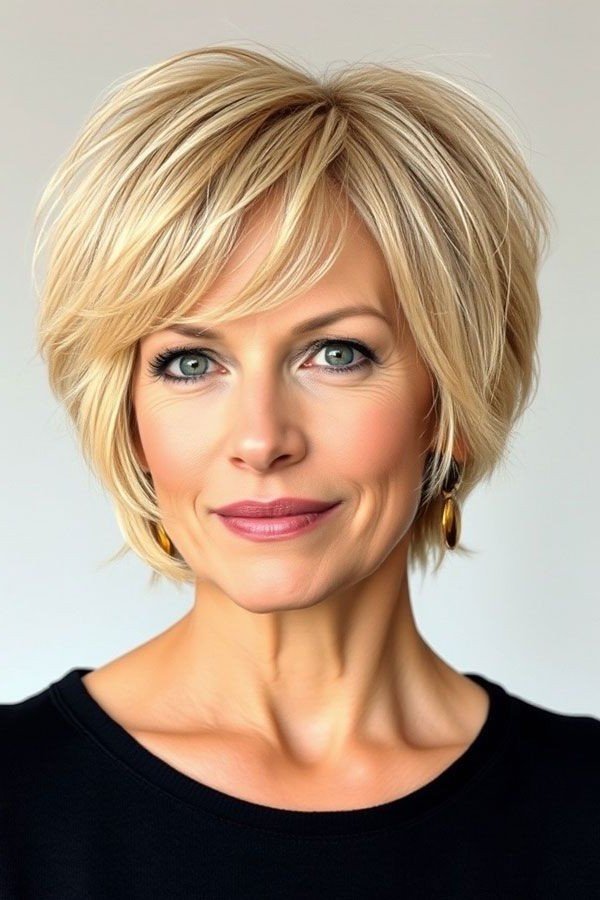Classic Layered Bob with Side-Swept Bangs