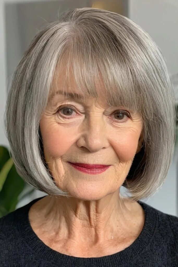 Classic Rounded Bob with Subtle Bangs