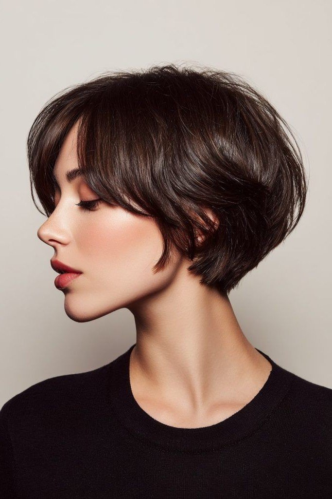 Classic Rounded Bob with Subtle Side-Swept Bangs