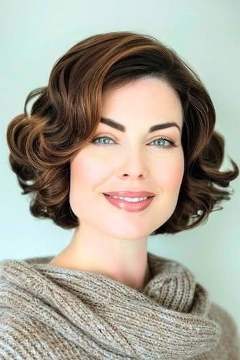Classic Side-Swept Wavy Bob