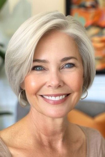 Classic Silver Bob with Soft Side Part