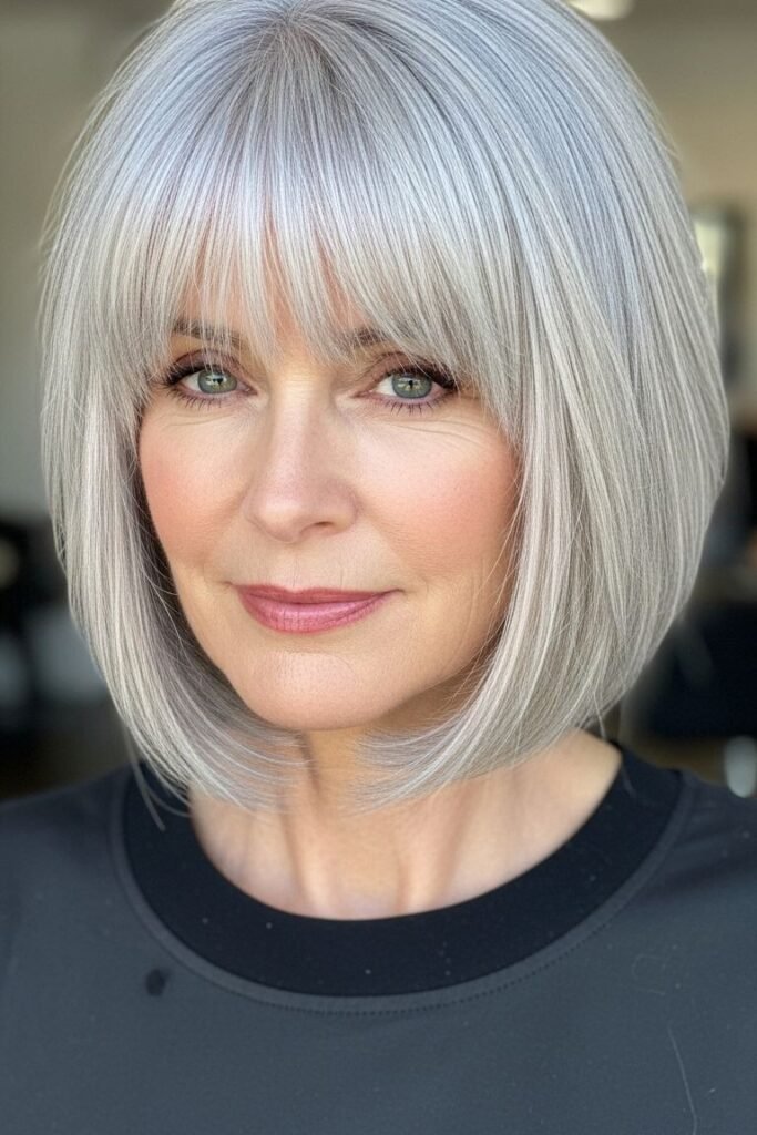 Classic Sleek Bob with Full Face-Framing Bangs