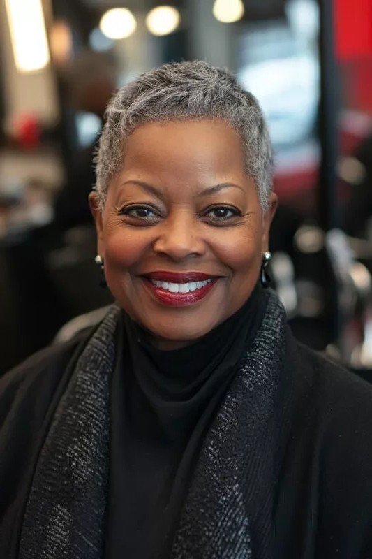 Classic Tapered Grey Pixie Cut