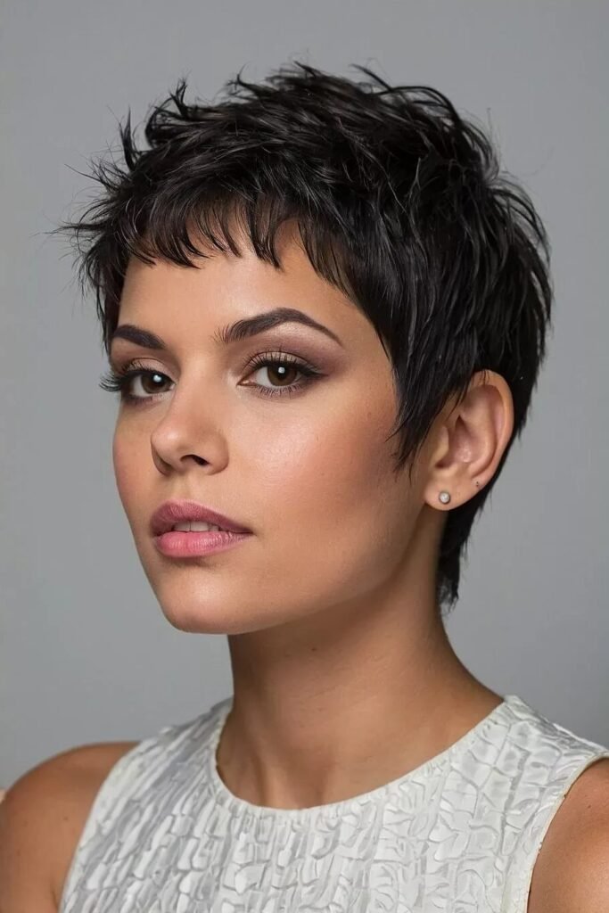 Cropped Textured Pixie with Short Bangs