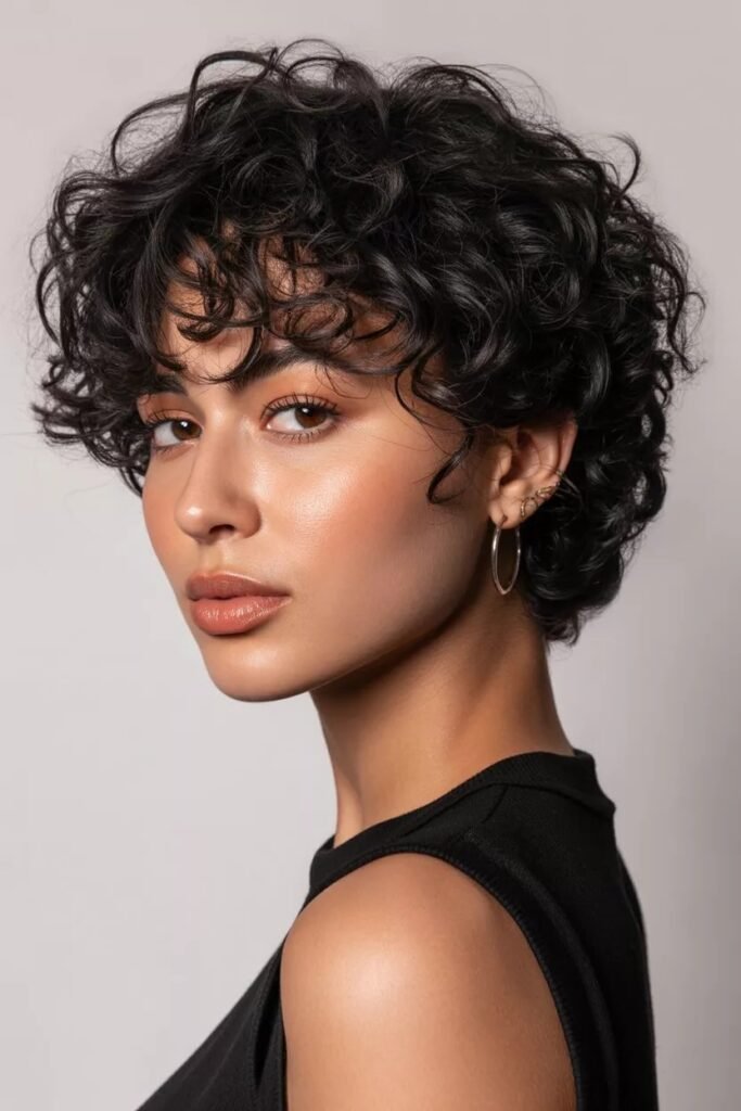 Curly Pixie Cut with Tapered Sides