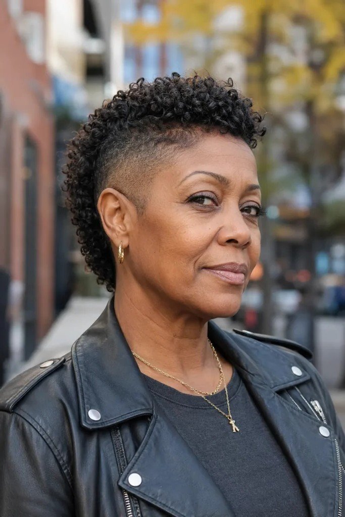 Curly Tapered Undercut Pixie with Volume