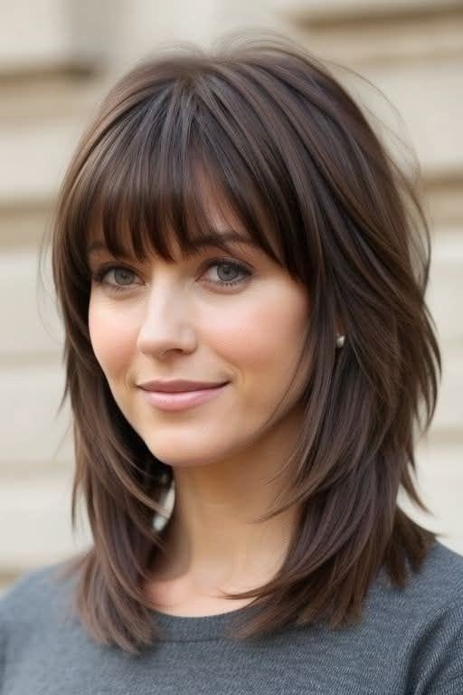 Dark Brown Mid-Length Hair with Soft Layers