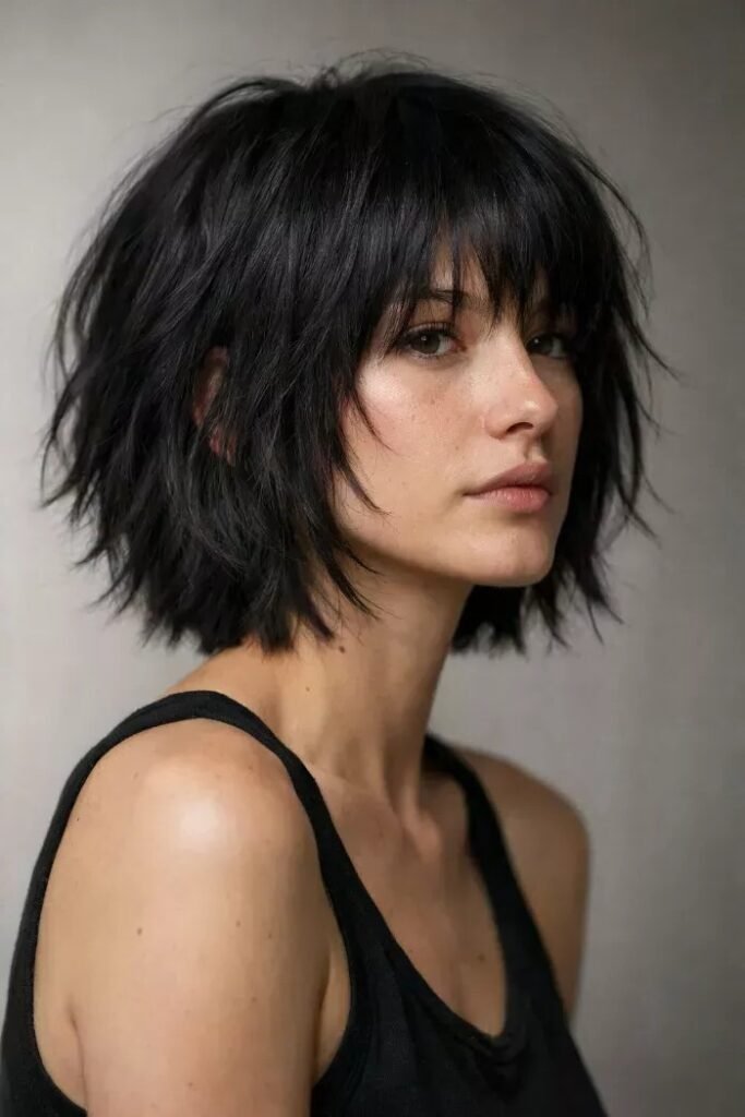 Dark Textured Shag Cut