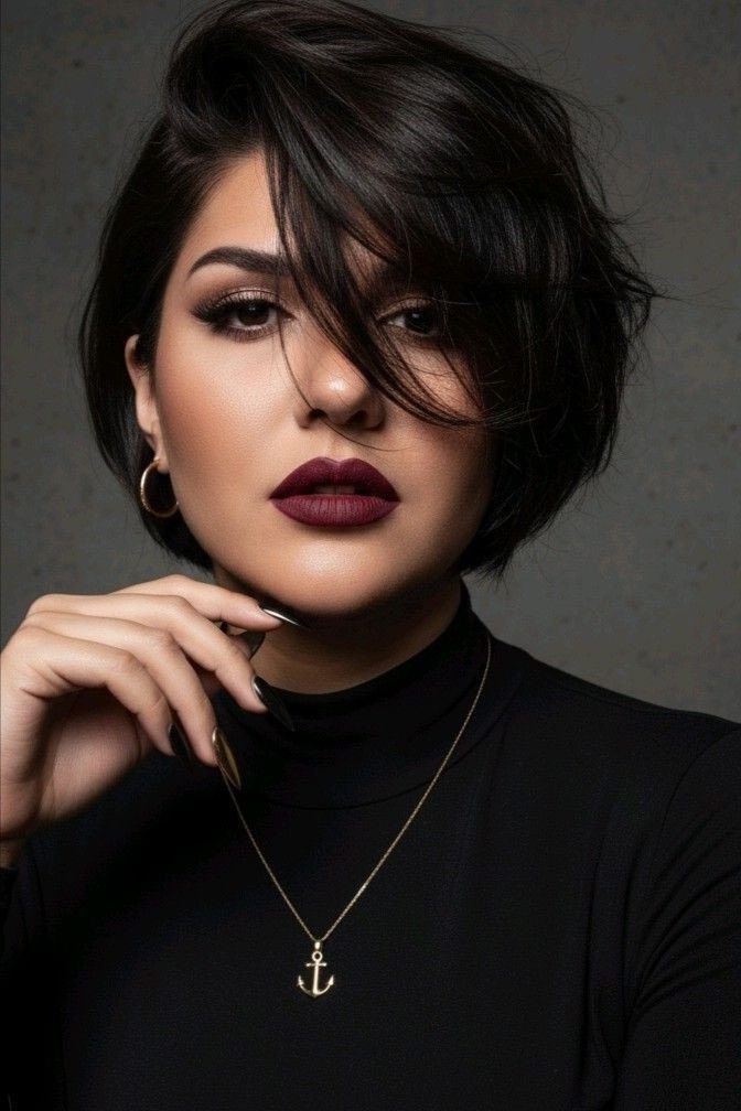 Deep Brunette Pixie Bob with Wispy Fringe