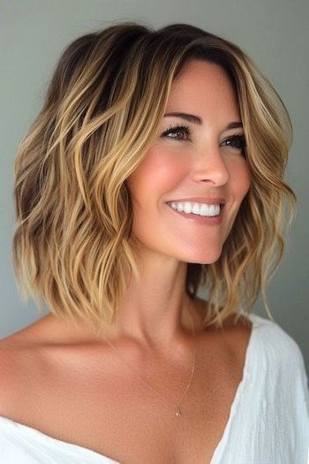 Dimensional Honey-Blonde Textured Bob