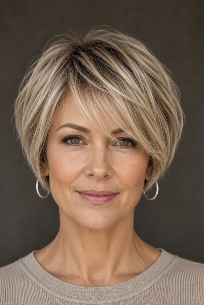 Dimensional Textured Bob with Side Bangs