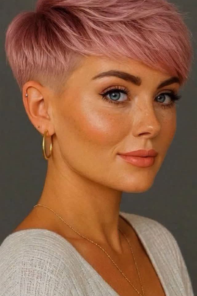 Dusty Rose Textured Layered Pixie