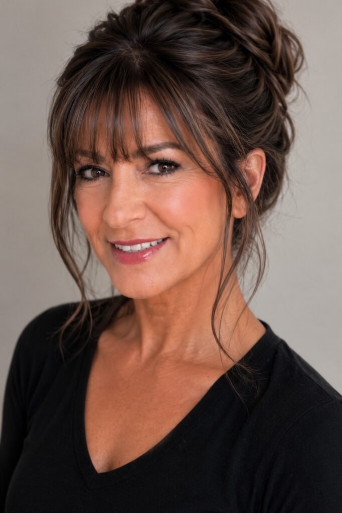 Elegant High Updo with Soft Face-Framing Pieces