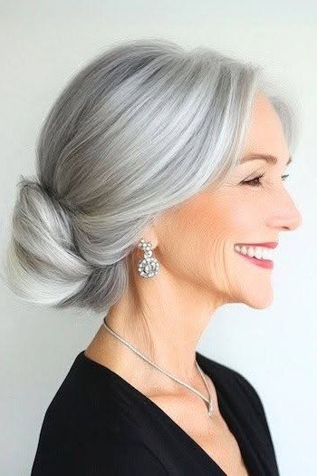 Elegant Low Bun with Side-Swept Texture