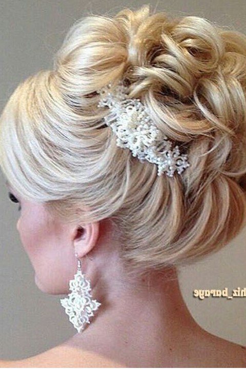 Elegant Puffed Updo with Lace Hair Accessory
