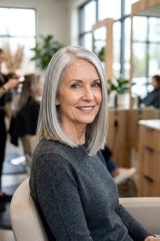 Elegant Shoulder-Length Silver Bob