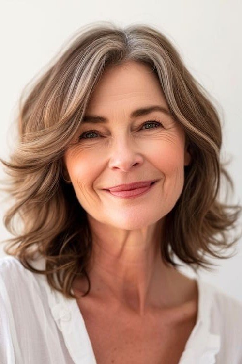 Face-Framing Layered Wavy Lob