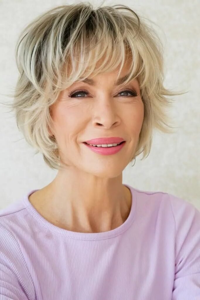 Feathered Layered Bob with Wispy Bangs