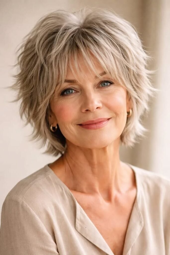 Feathered Layered Bob with Wispy Bangs