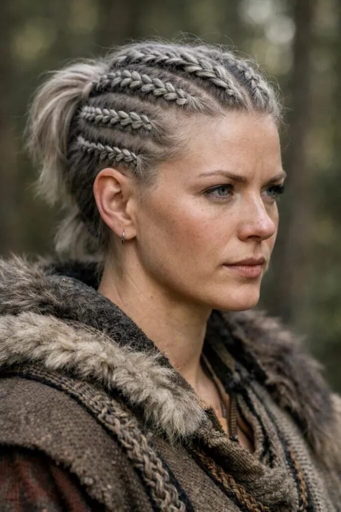 Half-Up Ponytail with Side Cornrow Braids