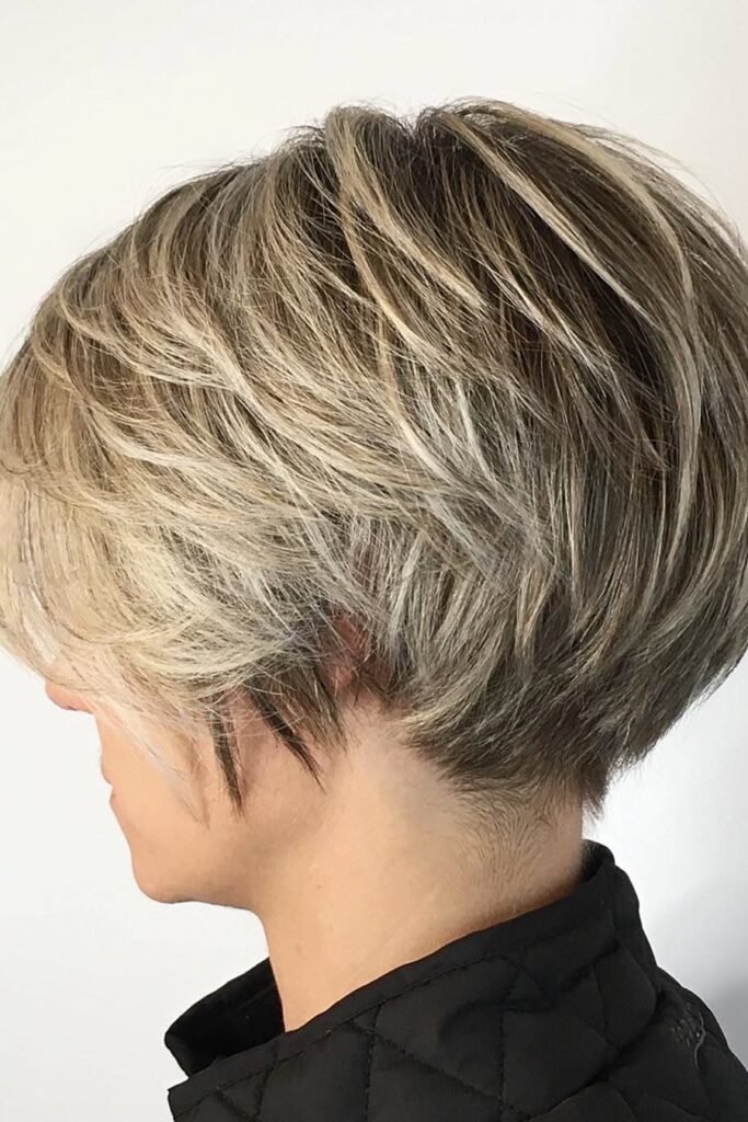 Heavily Layered Textured Bob with Cropped Nape