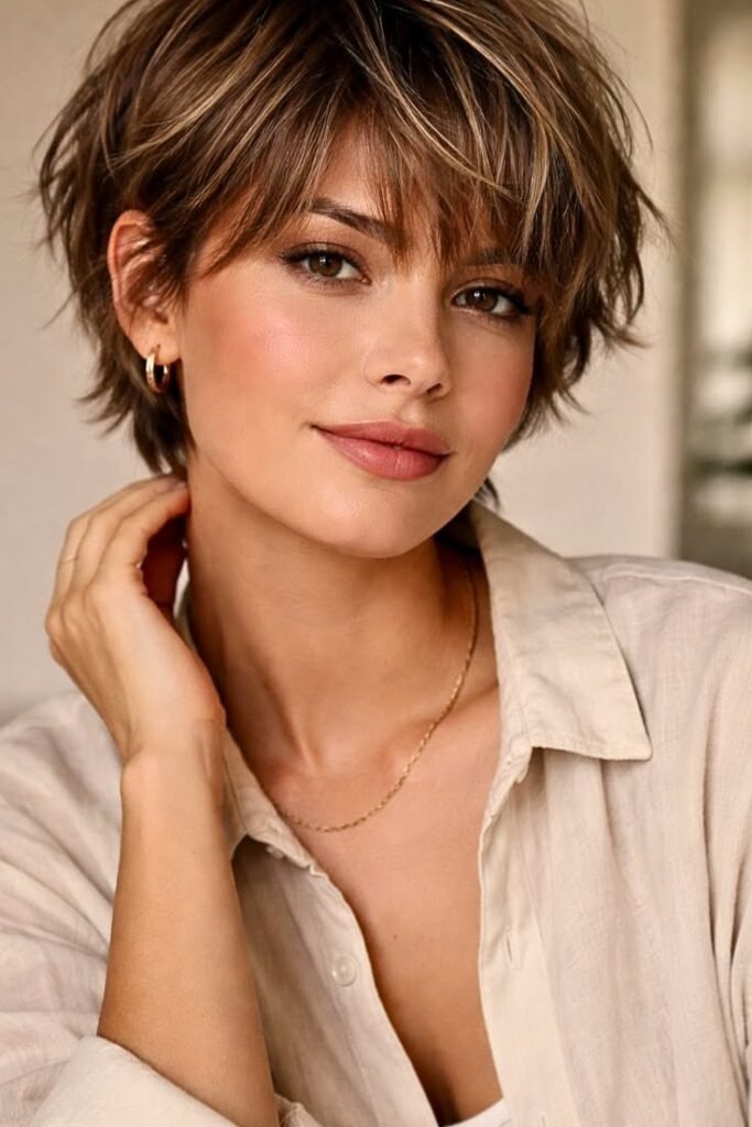 Highlighted Layered Bob with Face-Framing Bangs