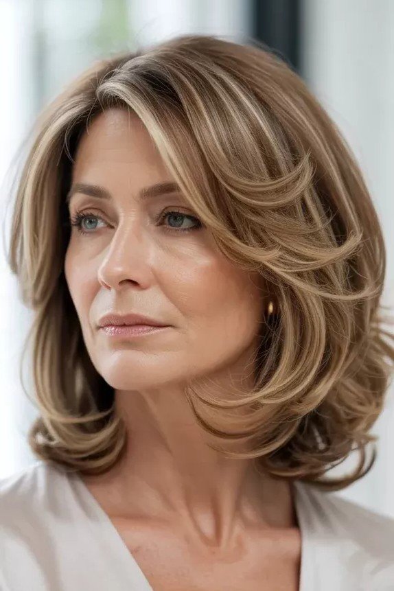 Honey Blonde Lob with Soft Face-Framing Layers