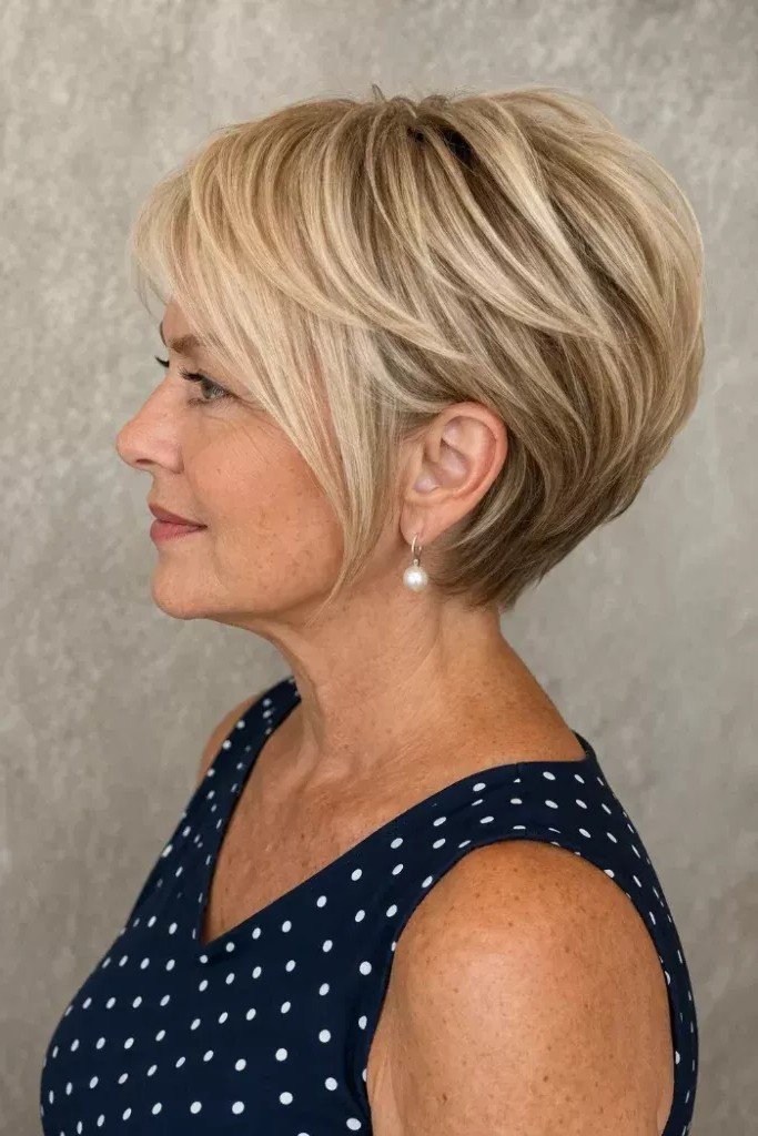Layered A-Line Bob with Side-Swept Bangs