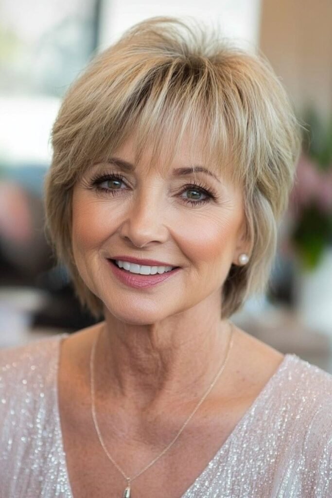 Layered Blonde Bob with Wispy Bangs
