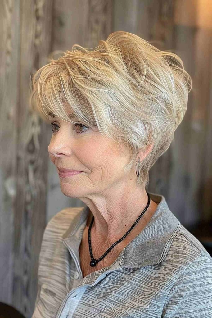 Layered Blonde Bob with Wispy Bangs