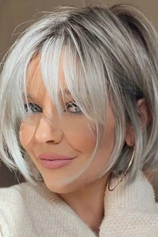 Layered Bob with Long Side-Swept Bangs