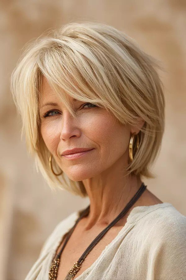 Layered Bob with Side Swept Bangs