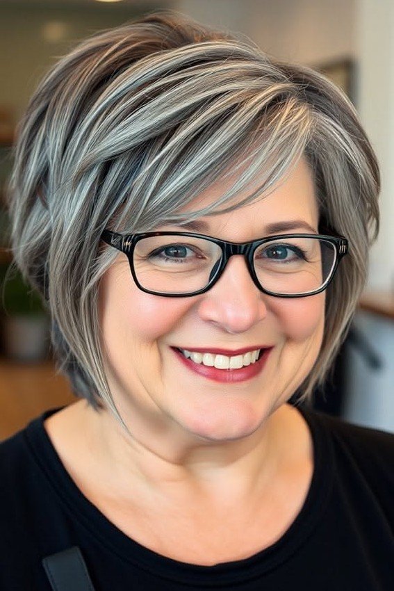 Layered Bob with Side-Swept Bangs