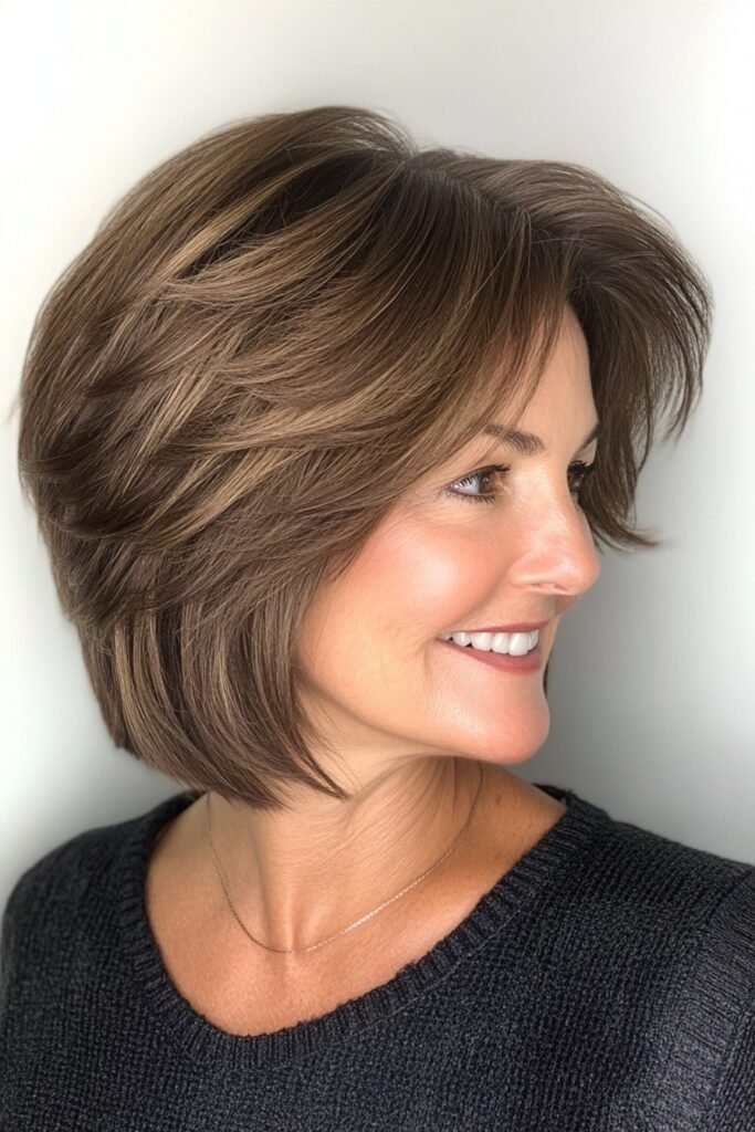 Layered Bob with Side-Swept Bangs