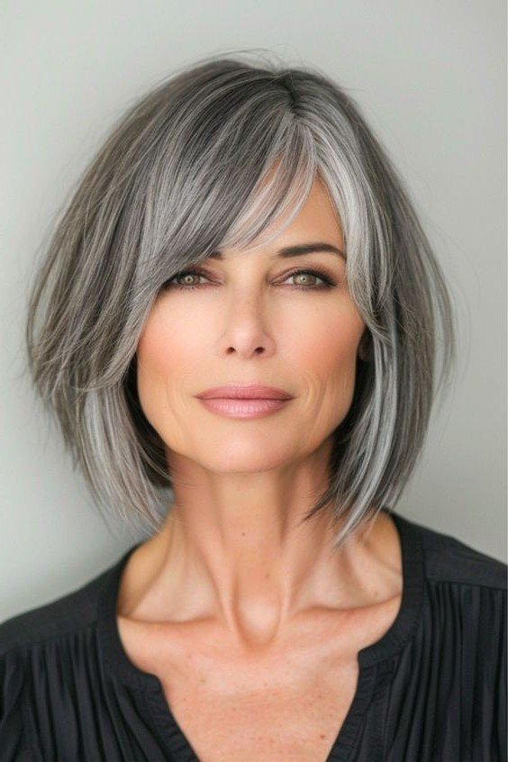 Layered Bob with Side-Swept Fringe