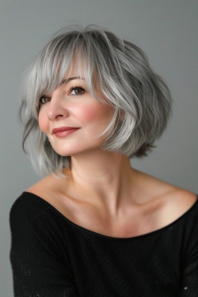 Layered Bob with Soft Bangs