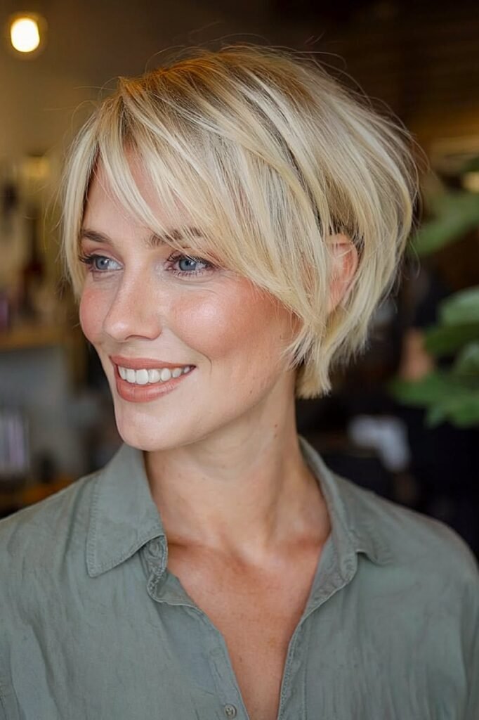 Layered Bob with Soft Side-Swept Bangs