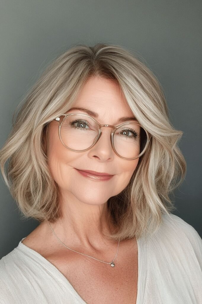 Layered Bob with Soft Waves and Side-Swept Bangs