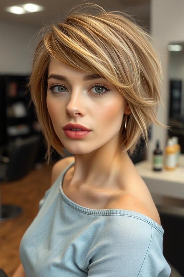 Layered Honey Blonde Bob with Face-Framing Strands