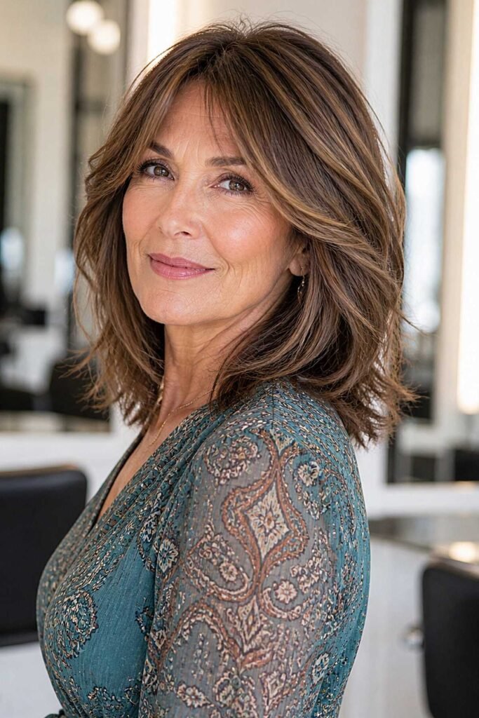 Layered Medium-Length Cut with Soft Bangs