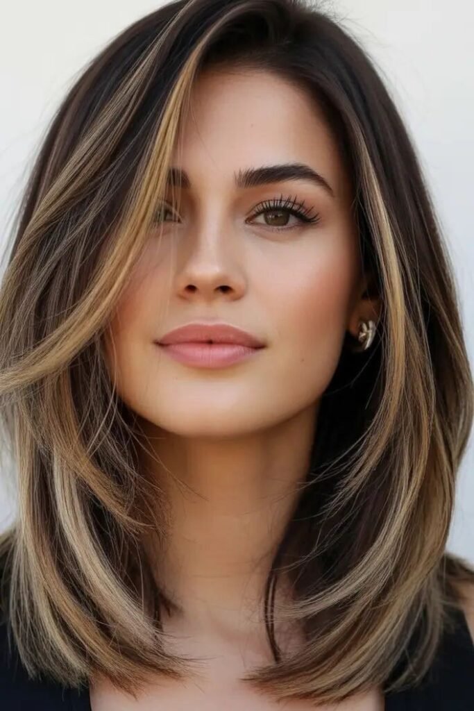 Layered Mid-Length Hair with Face-Framing Highlights