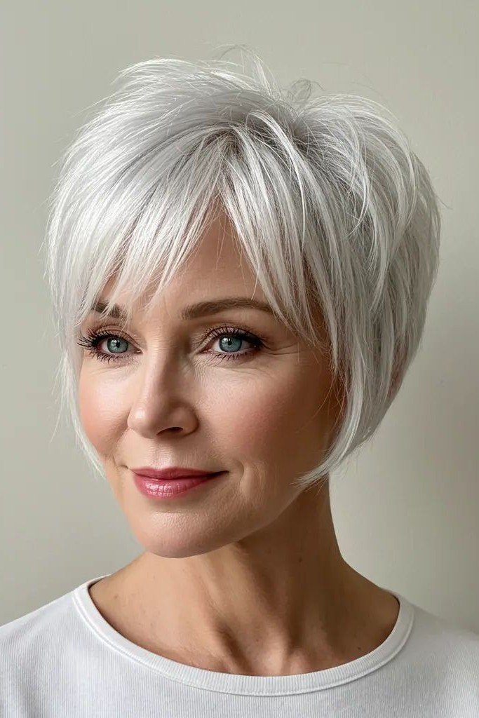  Layered Pixie Bob with Side-Swept Bangs